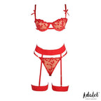 ADALET LINGERIE Yvonne Set Σουτιέν, String & Ζαρτιέρα με Καρδιές Κόκκινο