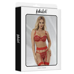 ADALET LINGERIE Yvonne Set Σουτιέν, String & Ζαρτιέρα με Καρδιές Κόκκινο